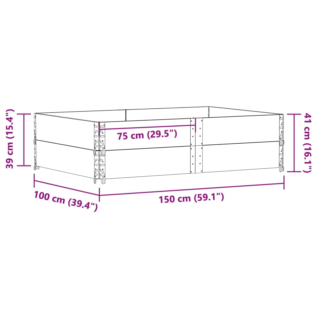 Rame pentru paleți 2 buc. gri 150x100 cm lemn masiv de pin