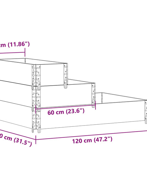 Încărcați imaginea în vizualizatorul Galerie, Strat înălțat cu 3 niveluri, 120x80 cm, lemn masiv de pin
