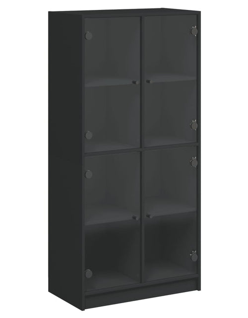 Încărcați imaginea în vizualizatorul Galerie, Dulap înalt cu uși, negru, 68x37x142 cm, lemn compozit

