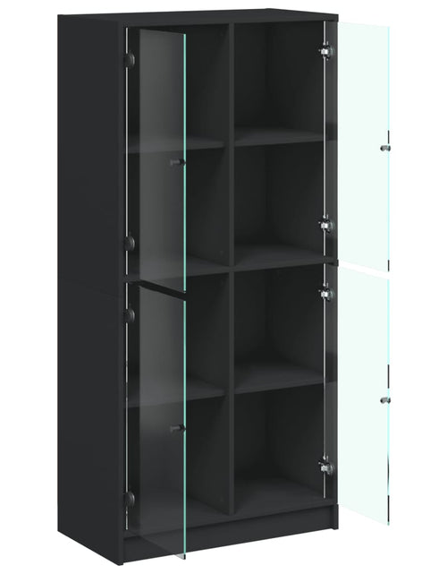 Încărcați imaginea în vizualizatorul Galerie, Dulap înalt cu uși, negru, 68x37x142 cm, lemn compozit

