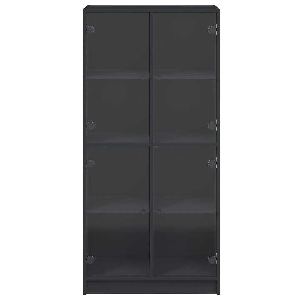 Dulap înalt cu uși, negru, 68x37x142 cm, lemn compozit