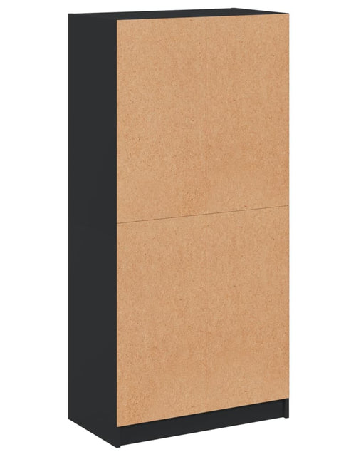 Загрузите изображение в средство просмотра галереи, Dulap înalt cu uși, negru, 68x37x142 cm, lemn compozit
