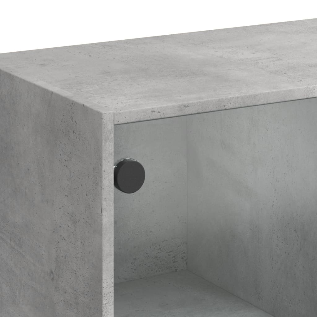 Dulap înalt cu uși, gri beton, 68x37x142 cm, lemn compozit