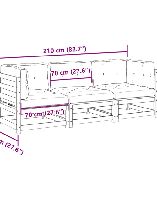 Загрузите изображение в средство просмотра галереи, Set canapele grădină cu perne, 3 piese, lemn masiv brad douglas
