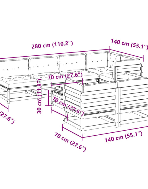 Încărcați imaginea în vizualizatorul Galerie, Set canapea de grădină cu perne, 8 piese, lemn de pin tratat
