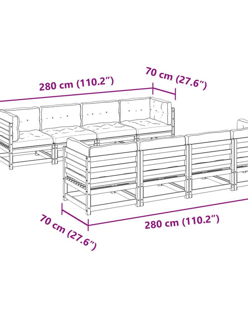 Încărcați imaginea în vizualizatorul Galerie, Set canapea de grădină cu perne, 9 piese, lemn masiv de pin
