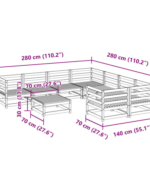 Încărcați imaginea în vizualizatorul Galerie, Set canapea de grădină, 9 piese, lemn de pin tratat
