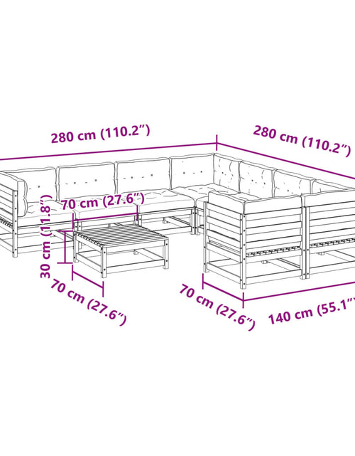 Загрузите изображение в средство просмотра галереи, Set canapea de grădină cu perne, 9 piese, lemn masiv de pin
