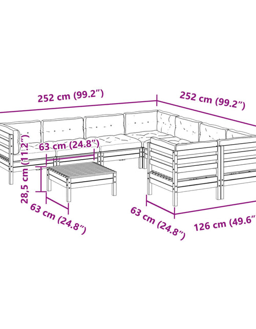 Загрузите изображение в средство просмотра галереи, Set mobilier de grădină cu perne, 9 piese, lemn masiv de pin
