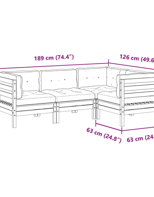 Încărcați imaginea în vizualizatorul Galerie, Set canapele grădină cu perne, 4 piese, maro ceruit, lemn pin
