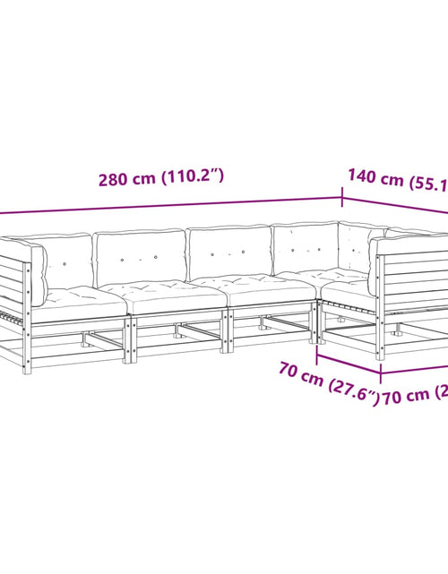 Încărcați imaginea în vizualizatorul Galerie, Set canapele de grădină cu perne, 5 piese, lemn masiv de pin
