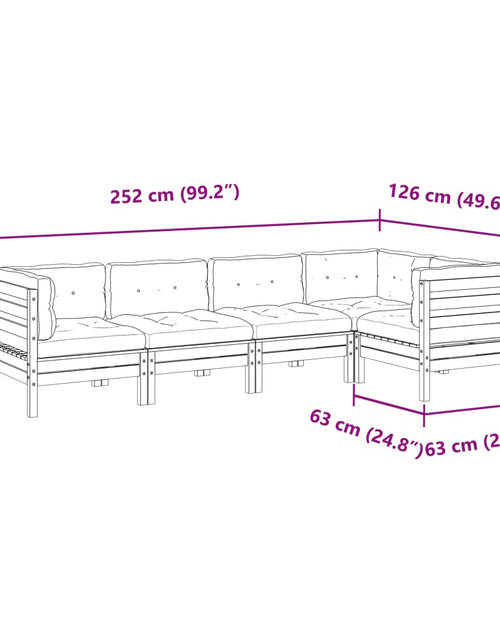 Încărcați imaginea în vizualizatorul Galerie, Set mobilier de grădină cu perne, 5 piese, lemn masiv de pin
