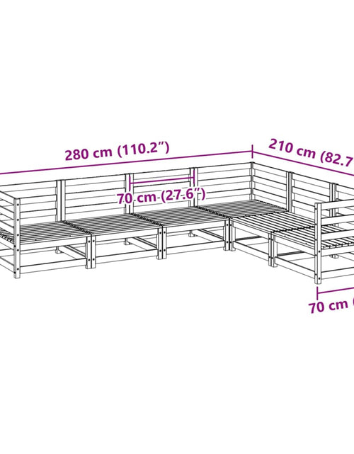 Încărcați imaginea în vizualizatorul Galerie, Canapea de grădină cu 6 locuri, maro ceruit, lemn masiv de pin
