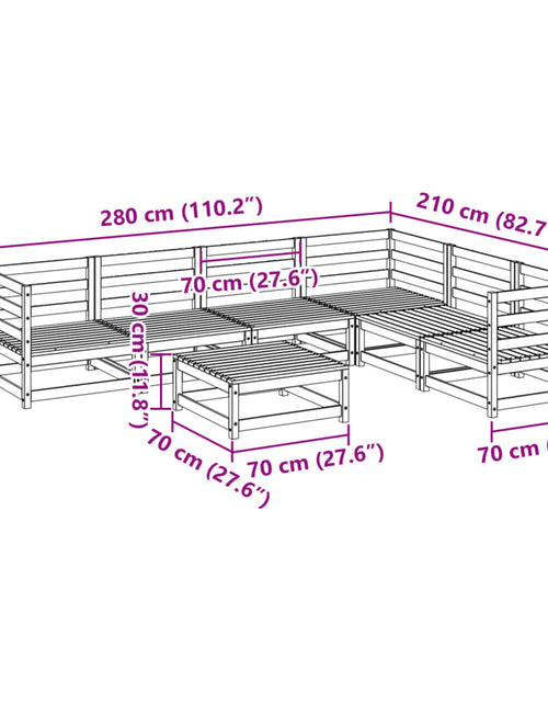 Încărcați imaginea în vizualizatorul Galerie, Canapea de grădină cu 7 locuri, maro ceruit, lemn masiv de pin
