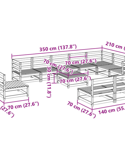 Încărcați imaginea în vizualizatorul Galerie, Set canapea de grădină, 11 piese, lemn de pin tratat
