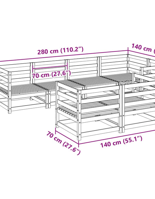 Încărcați imaginea în vizualizatorul Galerie, Set canapea de grădină, 7 piese, lemn masiv de pin
