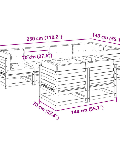 Încărcați imaginea în vizualizatorul Galerie, Set canapele grădină cu perne, 7 piese, lemn masiv de pin
