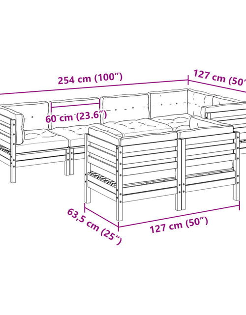 Загрузите изображение в средство просмотра галереи, Set canapele grădină cu perne, 7 piese, maro, lemn masiv de pin

