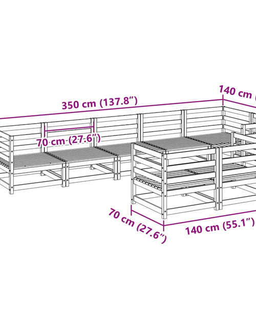 Încărcați imaginea în vizualizatorul Galerie, Canapea de grădină cu 8 locuri, maro ceruit, lemn masiv de pin
