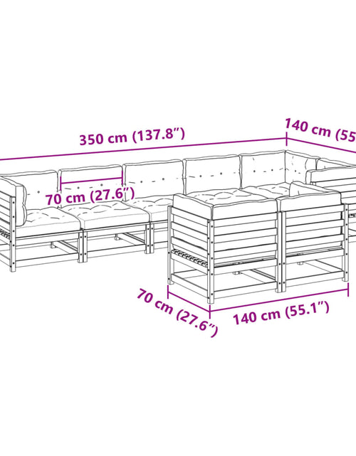 Încărcați imaginea în vizualizatorul Galerie, Set canapea de grădină, 8 piese, lemn de pin tratat
