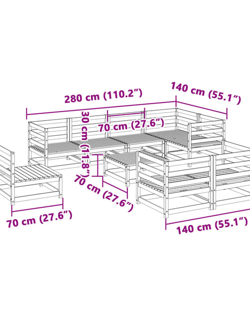 Încărcați imaginea în vizualizatorul Galerie, Set canapea de grădină, 9 piese, lemn de pin tratat
