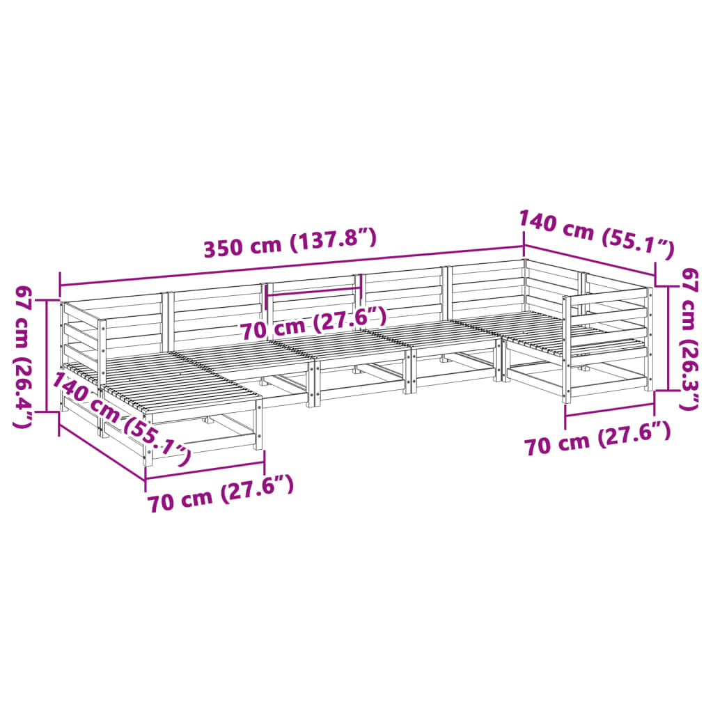 Set canapele grădină, 7 piese, lemn masiv brad douglas