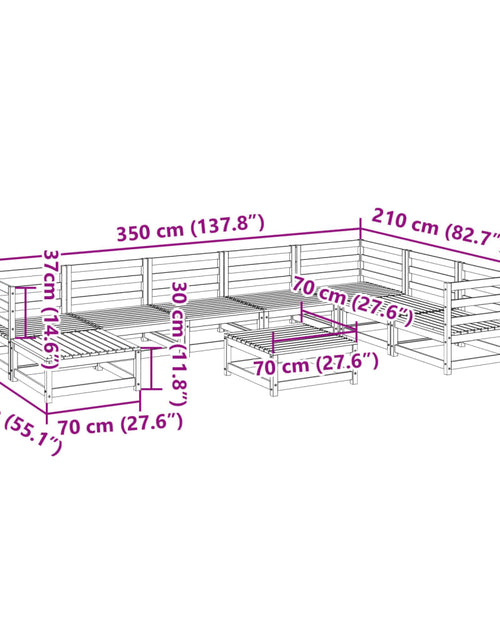 Încărcați imaginea în vizualizatorul Galerie, Set canapea de grădină, 9 piese, lemn masiv de pin
