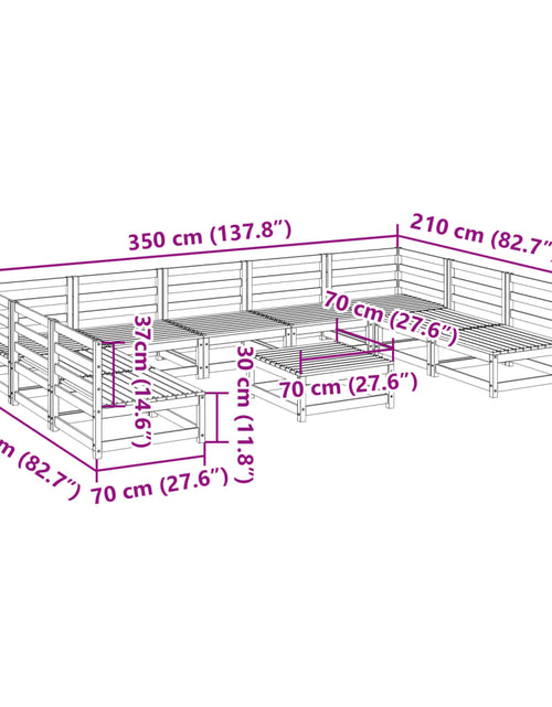 Încărcați imaginea în vizualizatorul Galerie, Set canapea de grădină, 10 piese, lemn de pin tratat
