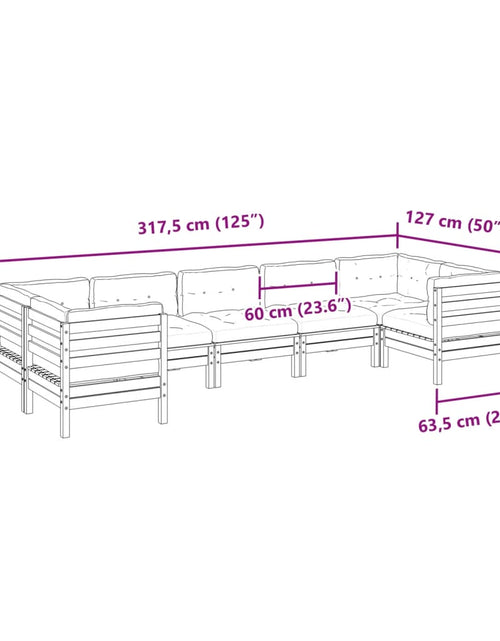 Încărcați imaginea în vizualizatorul Galerie, Set canapele grădină cu perne, 7 piese, maro, lemn masiv de pin
