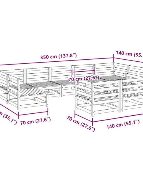 Încărcați imaginea în vizualizatorul Galerie, Set canapea de grădină, 9 piese, lemn masiv de pin
