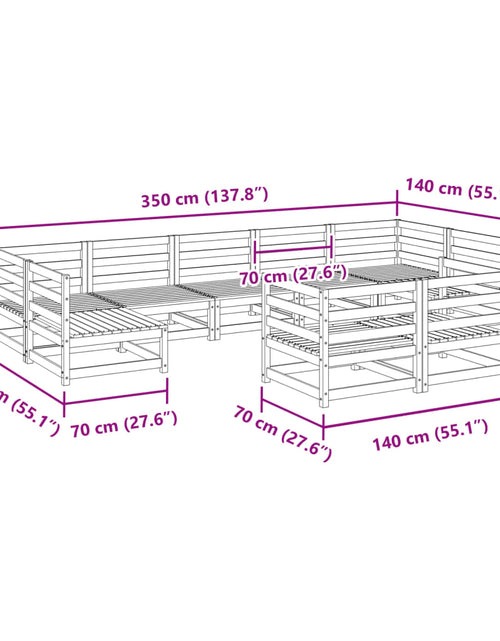 Încărcați imaginea în vizualizatorul Galerie, Set canapea de grădină, 9 piese, lemn de pin tratat
