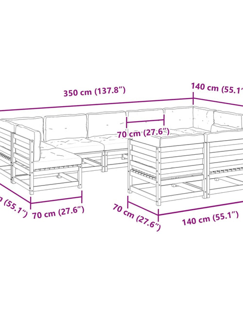 Încărcați imaginea în vizualizatorul Galerie, Set mobilier de grădină cu perne, 9 piese, lemn masiv de pin
