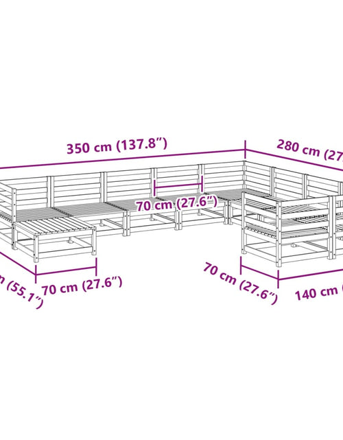 Încărcați imaginea în vizualizatorul Galerie, Set canapea de grădină, 10 piese, lemn masiv de pin
