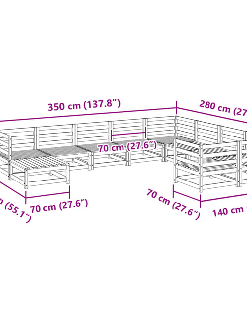 Încărcați imaginea în vizualizatorul Galerie, Set canapea de grădină, 10 piese, lemn de pin tratat
