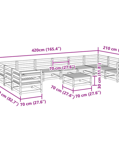 Încărcați imaginea în vizualizatorul Galerie, Set canapea de grădină, 11 piese, maro ceruit lemn masiv de pin
