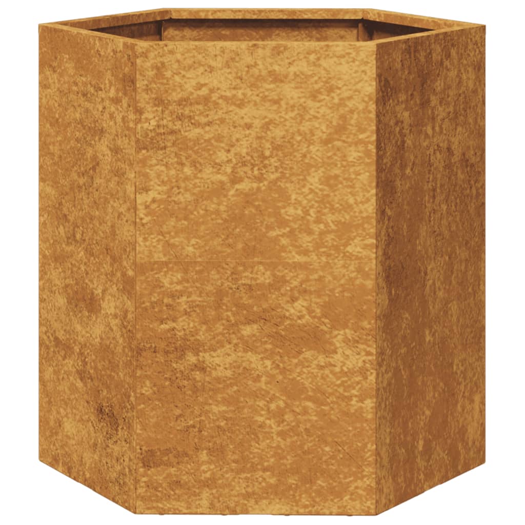 Jardinieră de grădină 46x40x45 cm oțel corten hexagonal