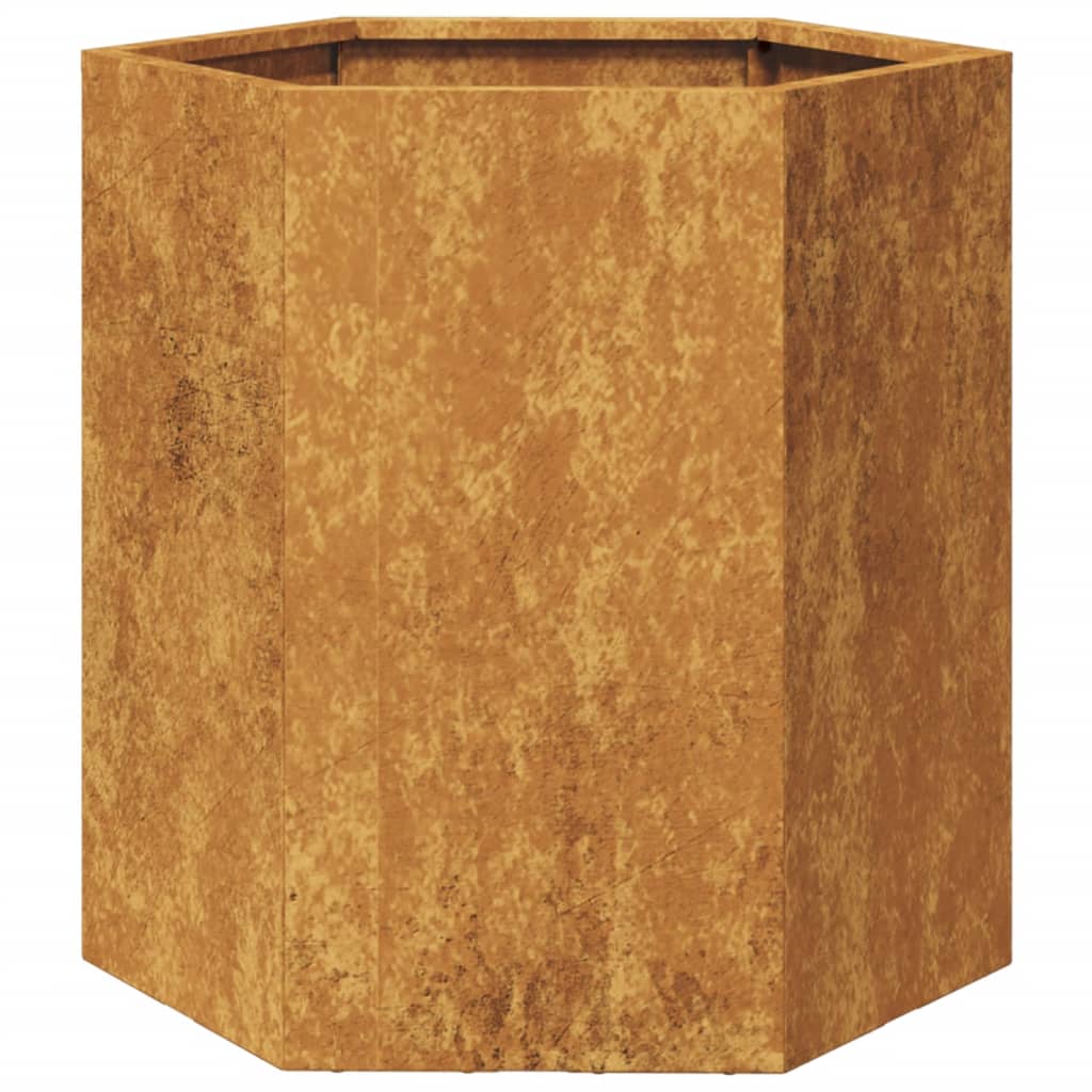 Jardinieră de grădină 46x40x45 cm oțel corten hexagonal