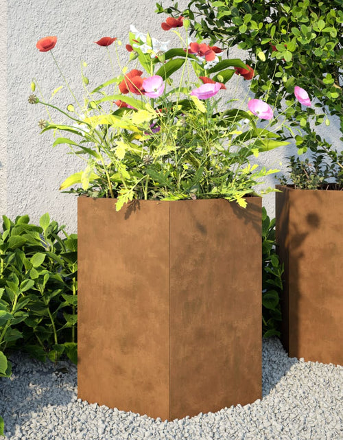 Încărcați imaginea în vizualizatorul Galerie, Jardinieră de grădină 46x40x45 cm oțel corten hexagonal
