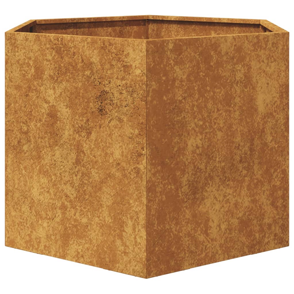 Jardinieră de grădină 69x60x45 cm oțel corten hexagonal