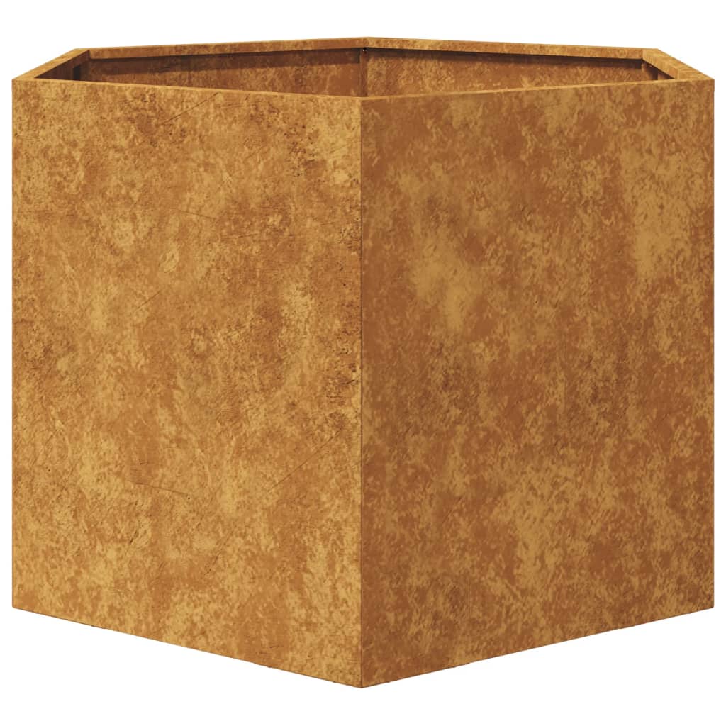 Jardinieră de grădină 69x60x45 cm oțel corten hexagonal