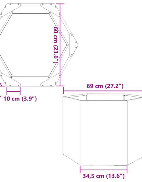 Încărcați imaginea în vizualizatorul Galerie, Jardinieră de grădină 69x60x45 cm oțel corten hexagonal
