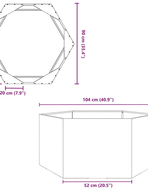 Încărcați imaginea în vizualizatorul Galerie, Jardinieră de grădină antracit 104x90x45 cm oțel hexagonal
