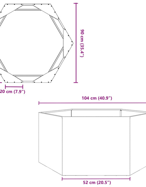 Încărcați imaginea în vizualizatorul Galerie, Jardinieră de grădină 104x90x45 cm oțel inoxidabil hexagonal
