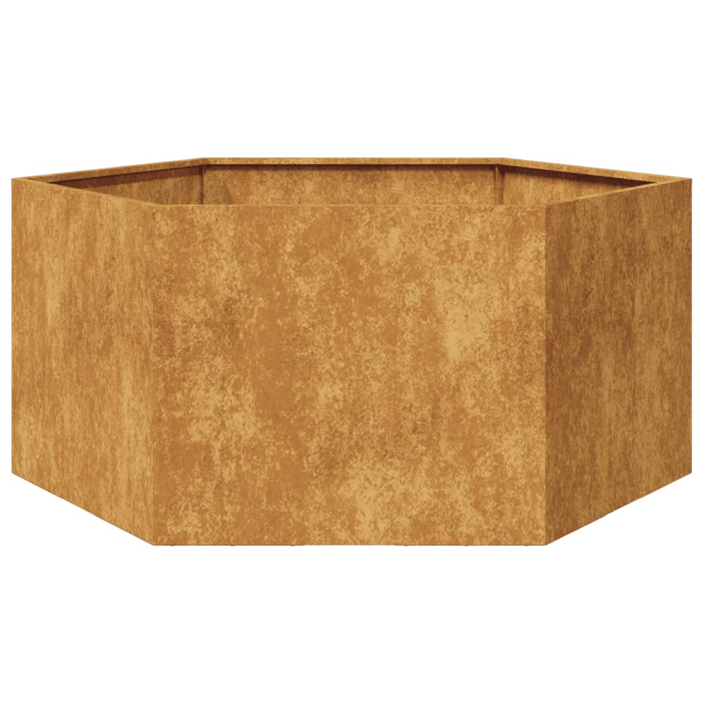 Jardinieră de grădină 104x90x45 cm oțel corten hexagonal