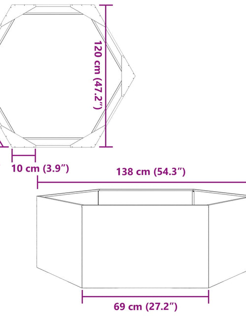 Загрузите изображение в средство просмотра галереи, Jardinieră de grădină negru 138x120x45 cm oțel hexagonal
