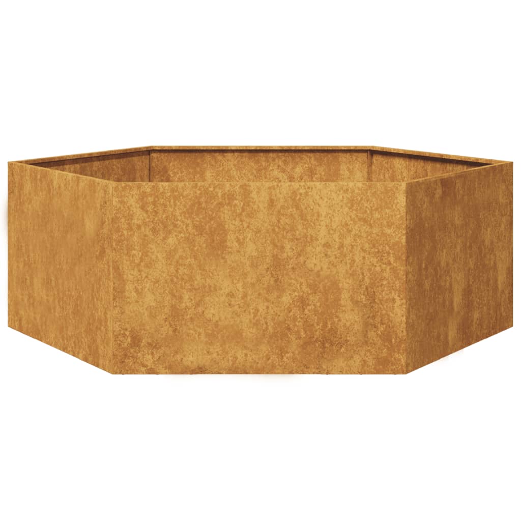 Jardinieră de grădină 138x120x45 cm oțel corten hexagonal