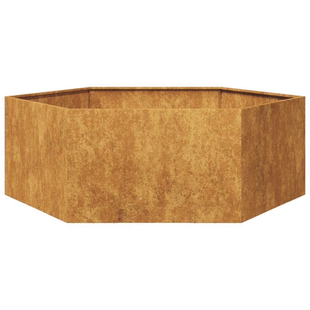 Jardinieră de grădină 138x120x45 cm oțel corten hexagonal