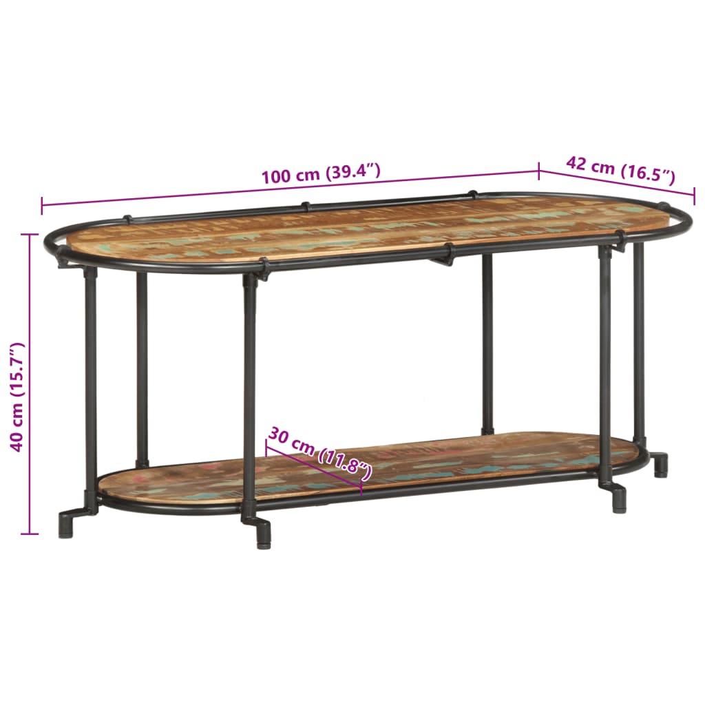 Dulap TV, 100x42x40 cm, lemn masiv reciclat