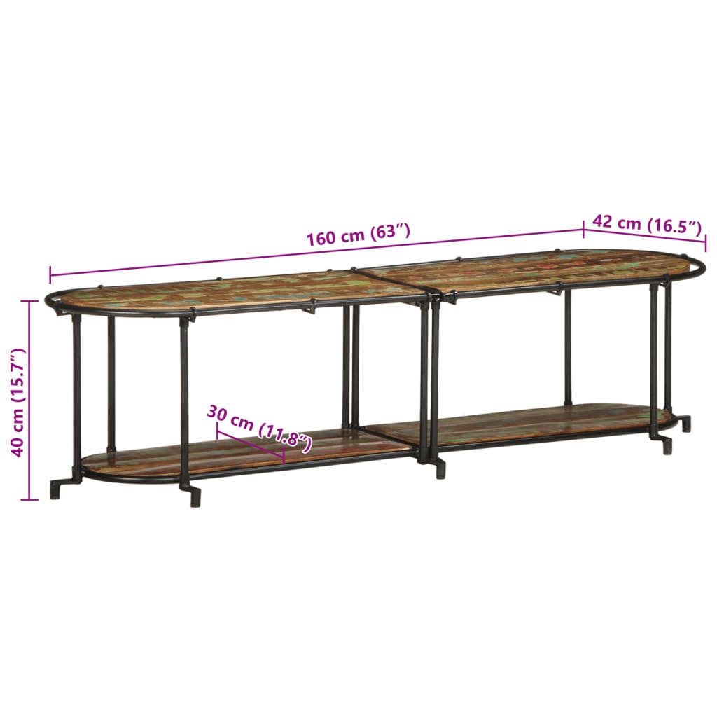 Dulap TV, 160x42x40 cm, lemn masiv reciclat