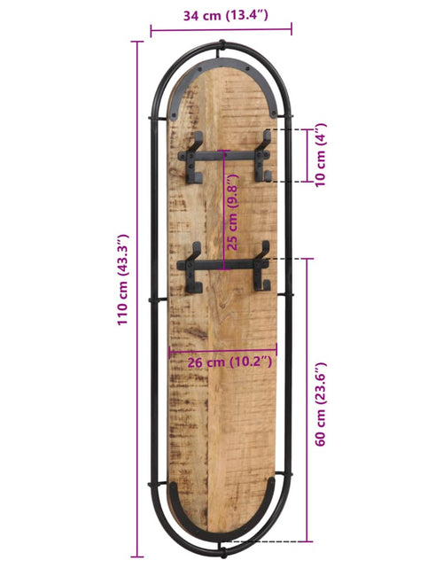 Încărcați imaginea în vizualizatorul Galerie, Cuier haine de perete cu 4 cârlige, 2 buc., lemn masiv mango
